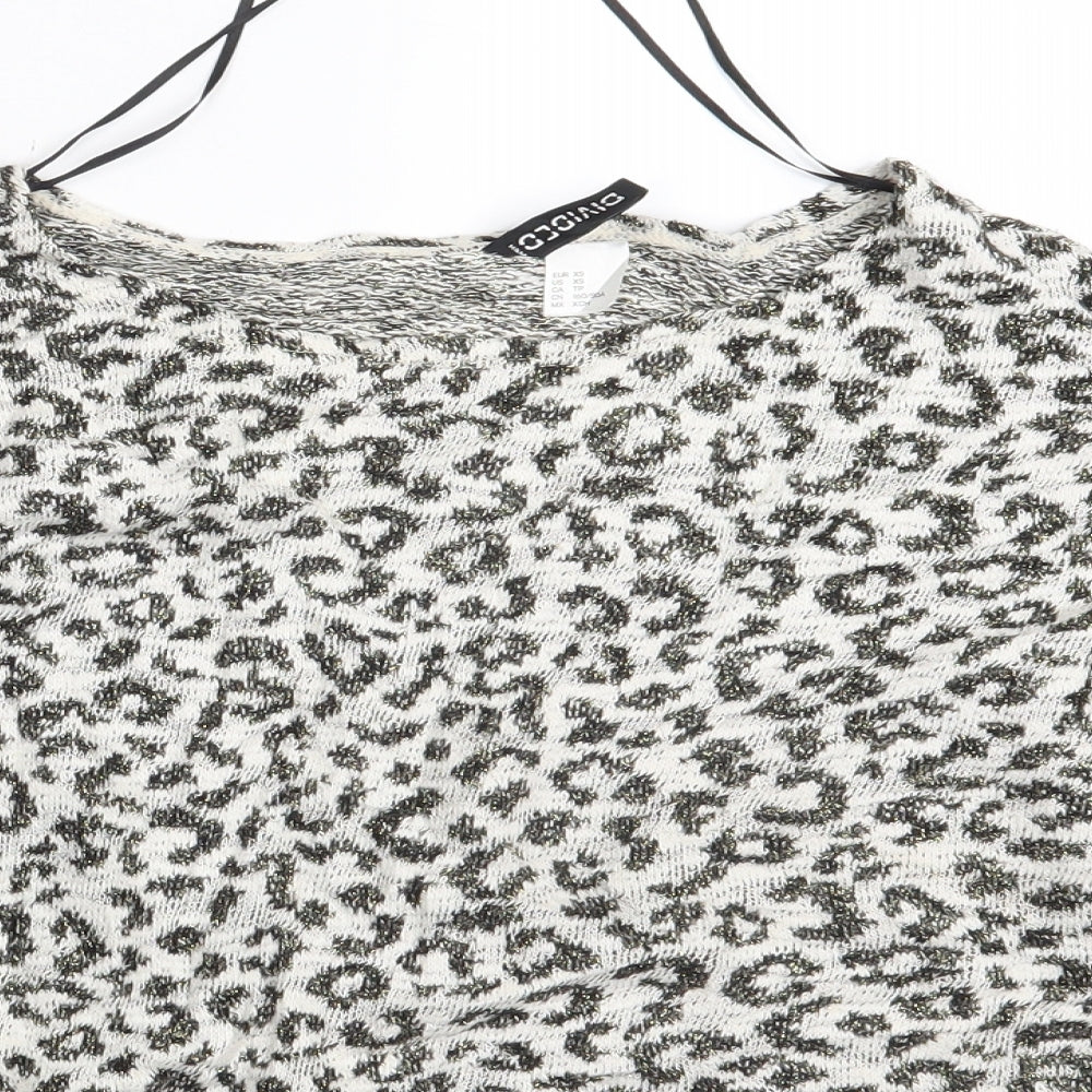 Divided Womens White Animal Print  Basic T-Shirt Size XS