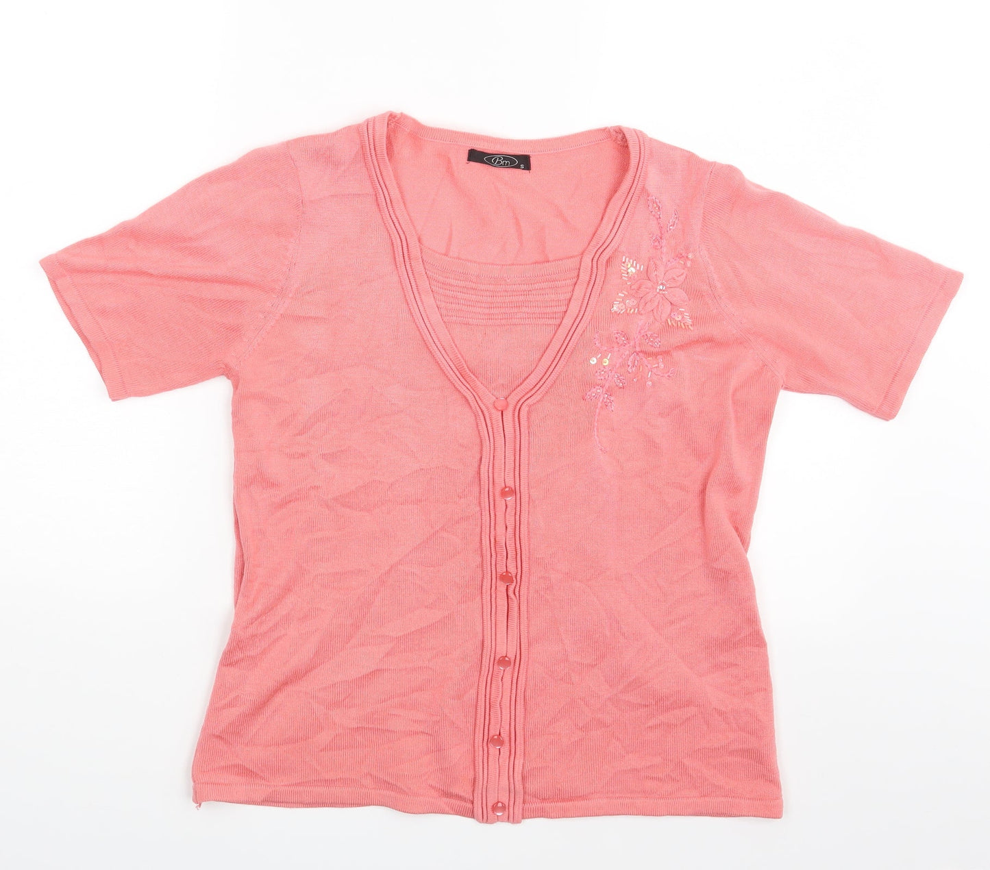 BM Womens Pink Floral  Pullover Jumper Size S