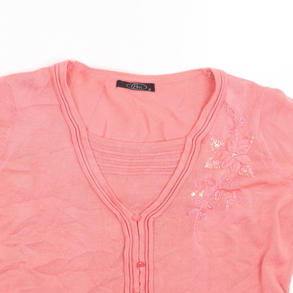 BM Womens Pink Floral  Pullover Jumper Size S