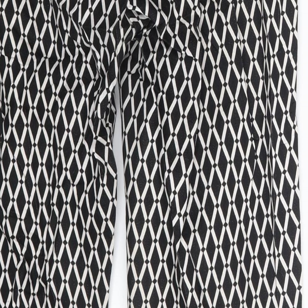 H&M Womens Black Argyle/Diamond  Trousers  Size 4 L25 in