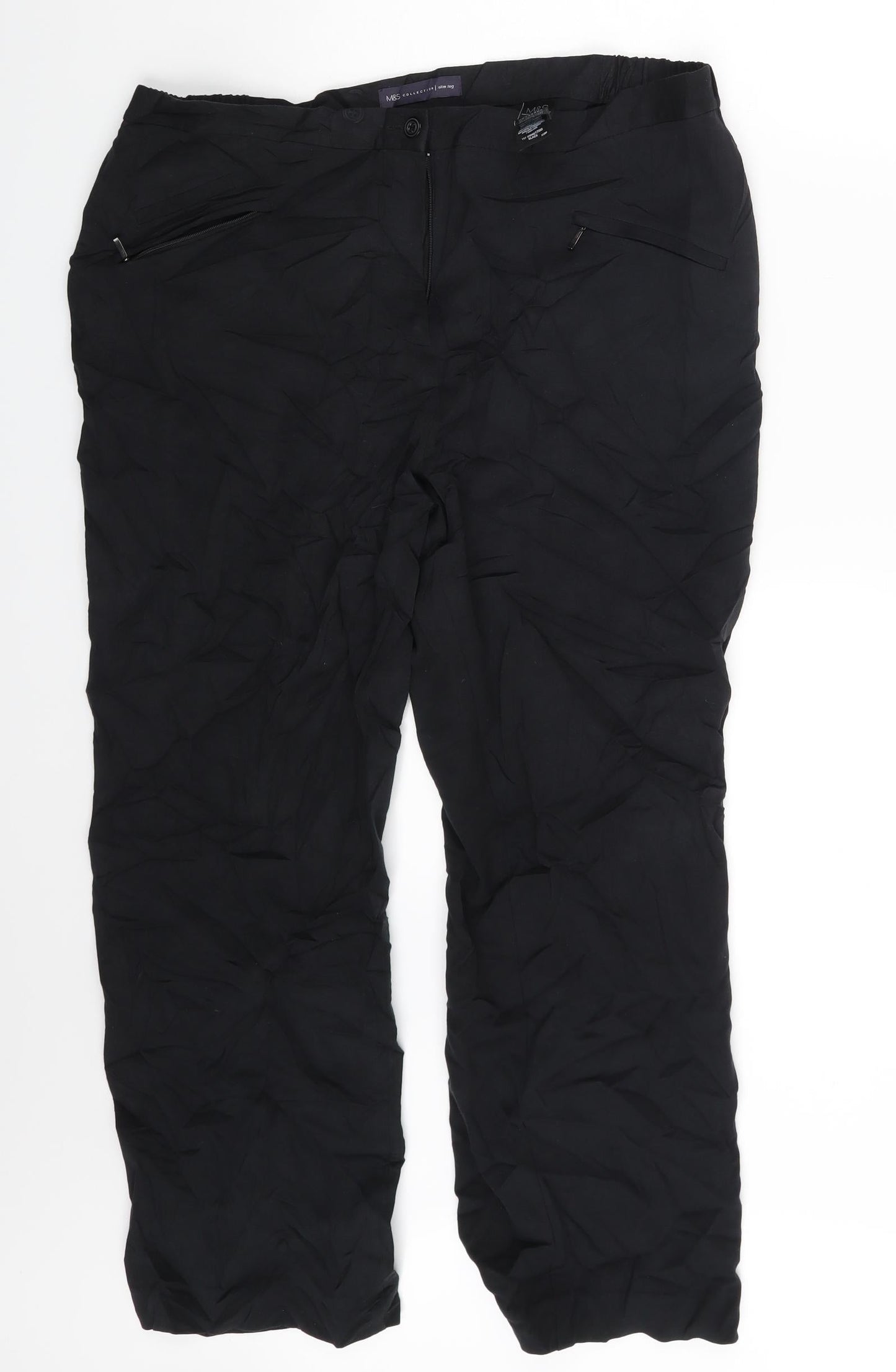 M&S Womens Black   Trousers  Size 16 L25 in