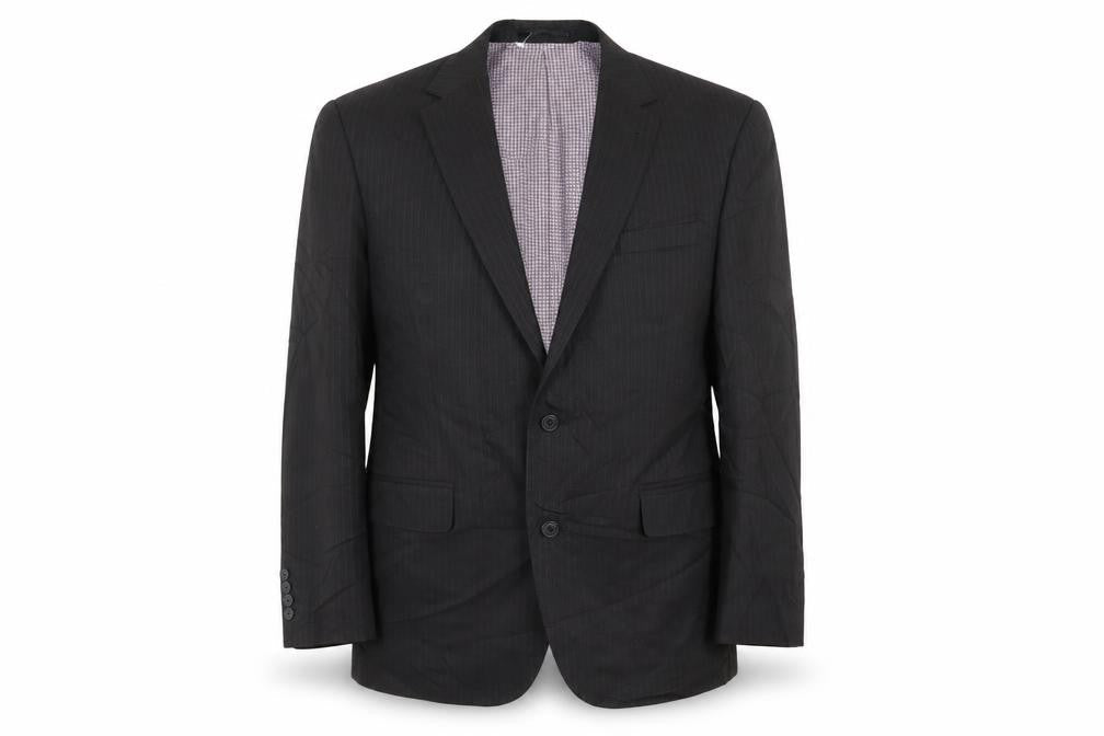 Front view of Taylor & Wright men’s black striped jacket blazer, size 42