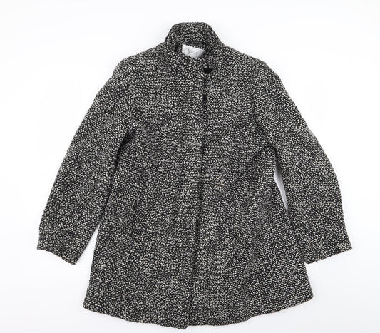 EWM Womens Grey Houndstooth  Overcoat Coat Size 12