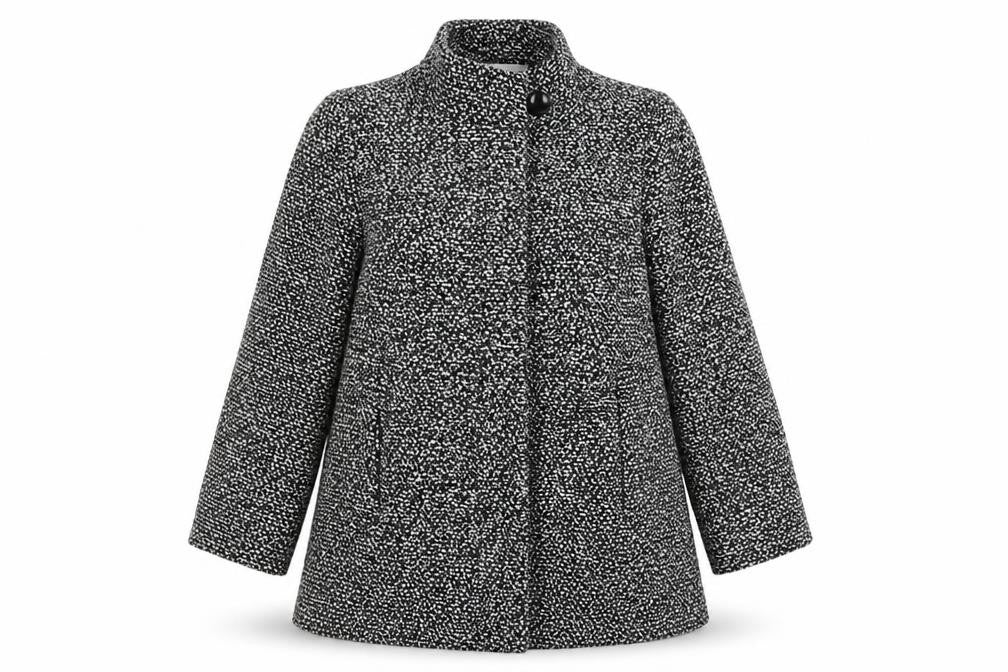 EWM Womens Grey Houndstooth  Overcoat Coat Size 12