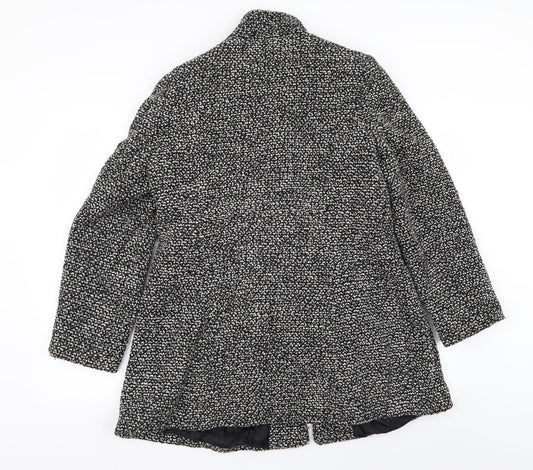 EWM Womens Grey Houndstooth  Overcoat Coat Size 12