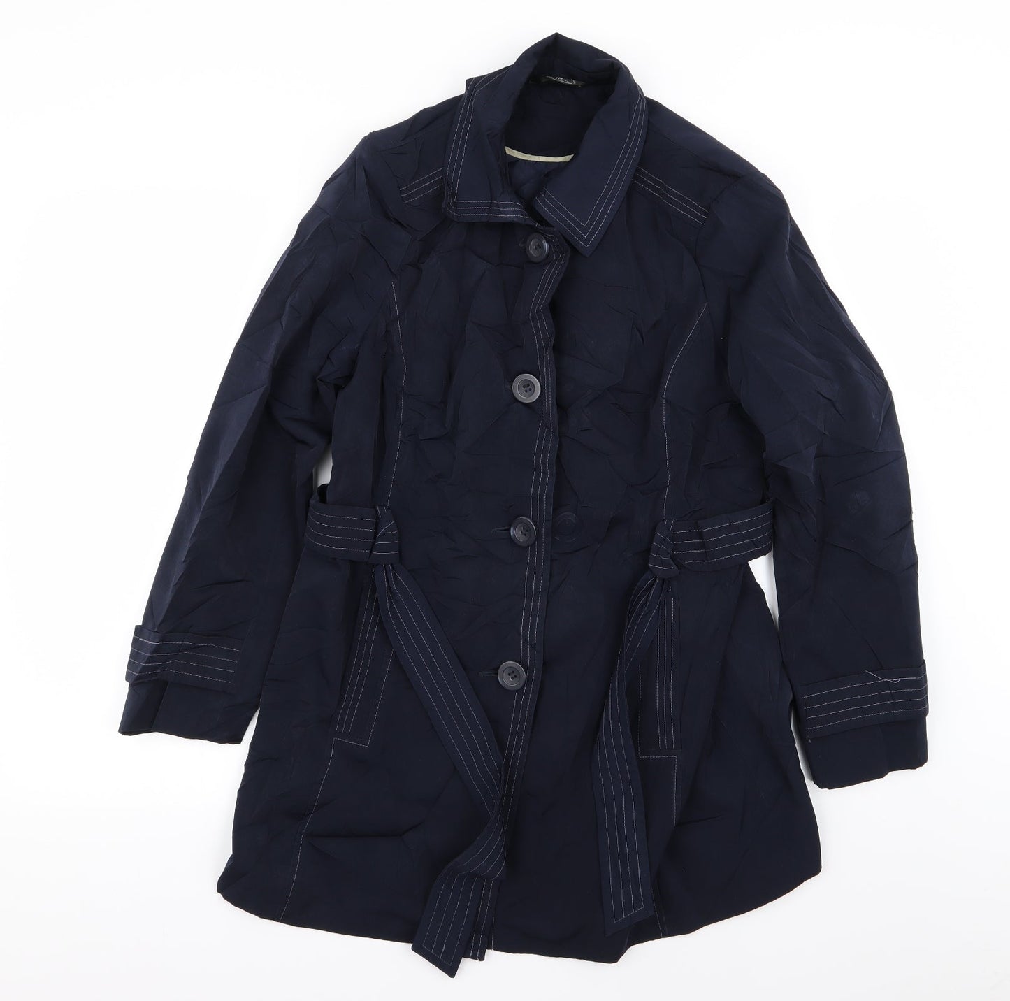BM Womens Blue   Overcoat Coat Size 14