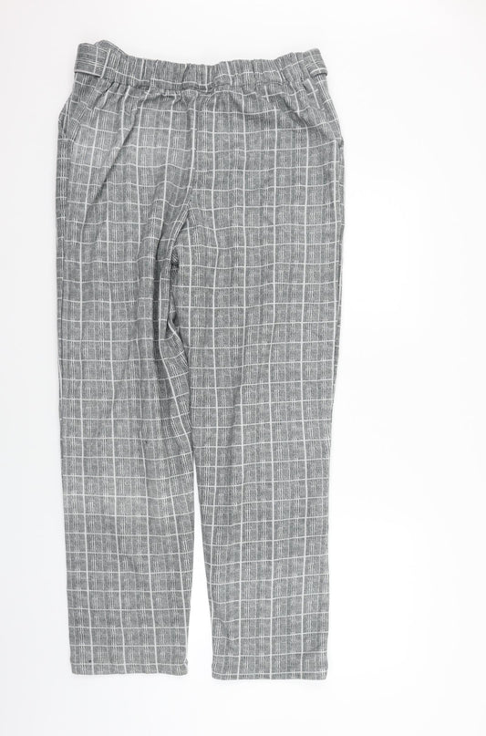 Mega Womens Grey Check  Trousers  Size 14 L28 in