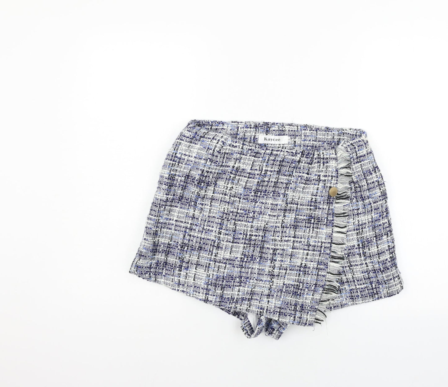 Kaycee Womens Blue Check  Cut-Off Shorts Size L
