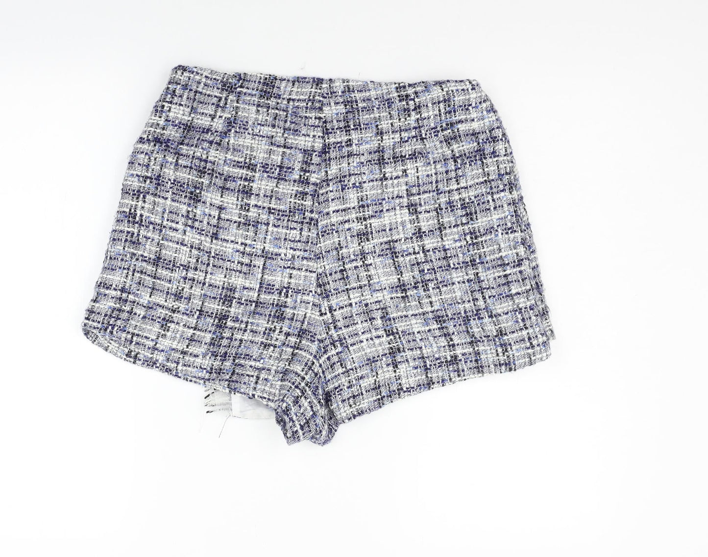 Kaycee Womens Blue Check  Cut-Off Shorts Size L