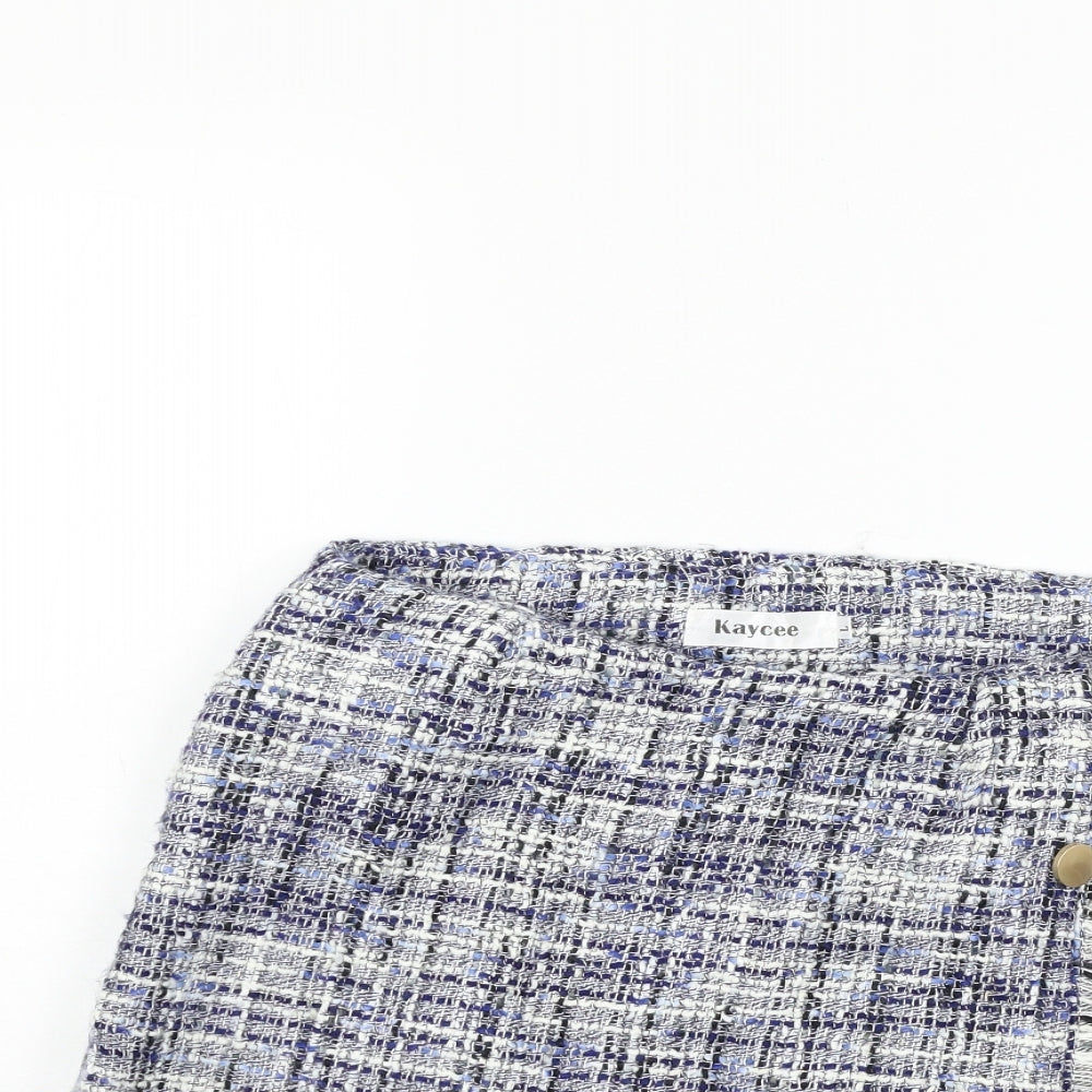 Kaycee Womens Blue Check  Cut-Off Shorts Size L