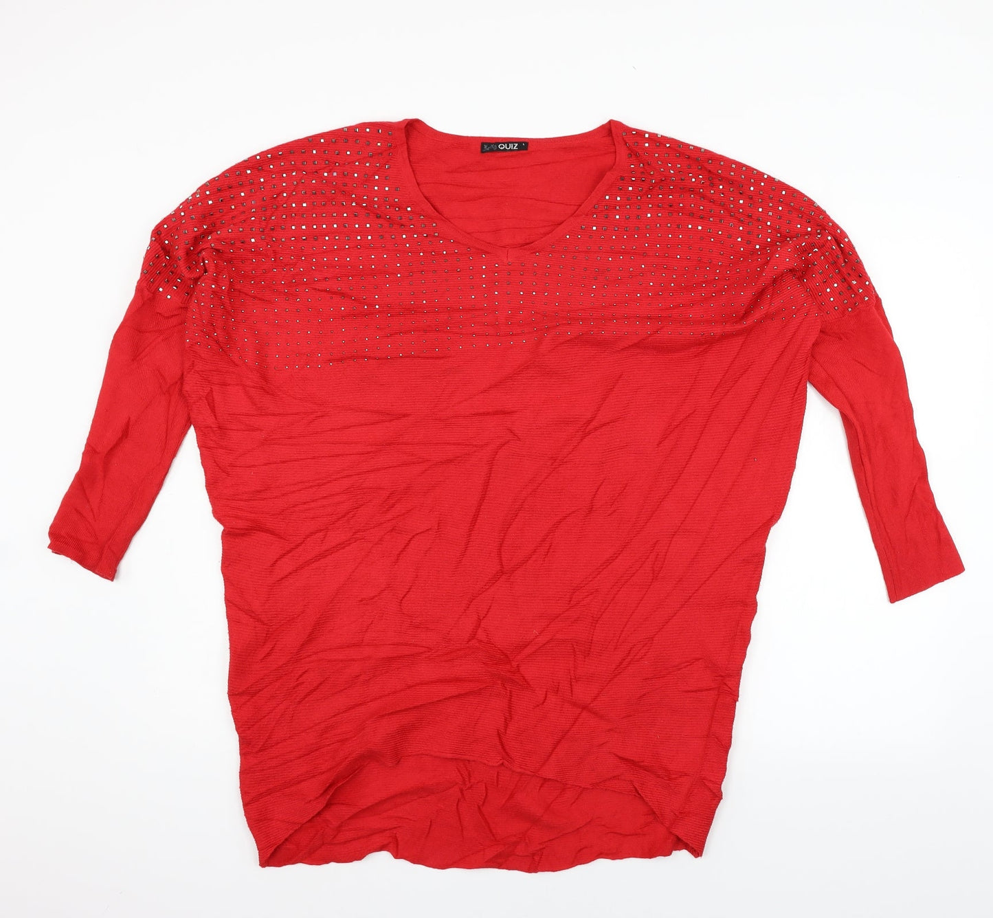 Quiz Womens Red   Henley Jumper Size L