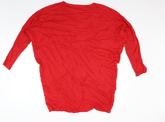 Quiz Womens Red   Henley Jumper Size L