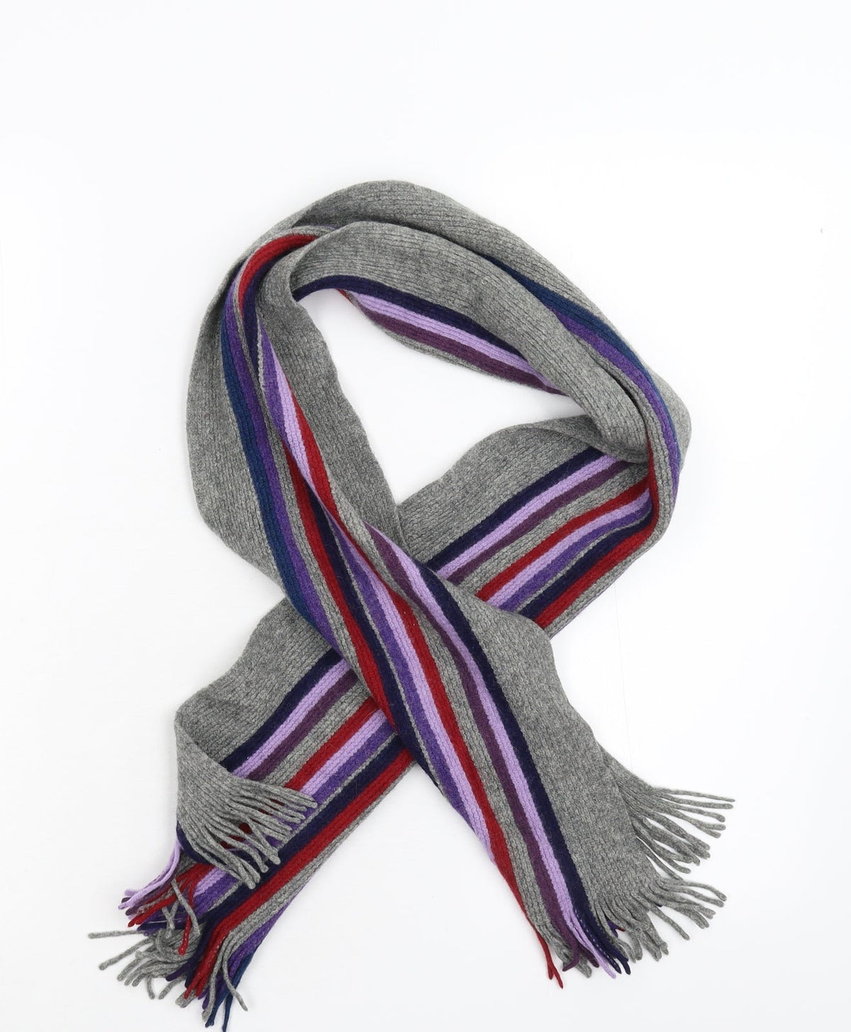 Preworn Mens Grey Striped Scarf One Size