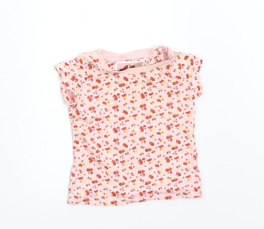 NEXT Girls Pink Floral  Basic T-Shirt Size 3-6 Months