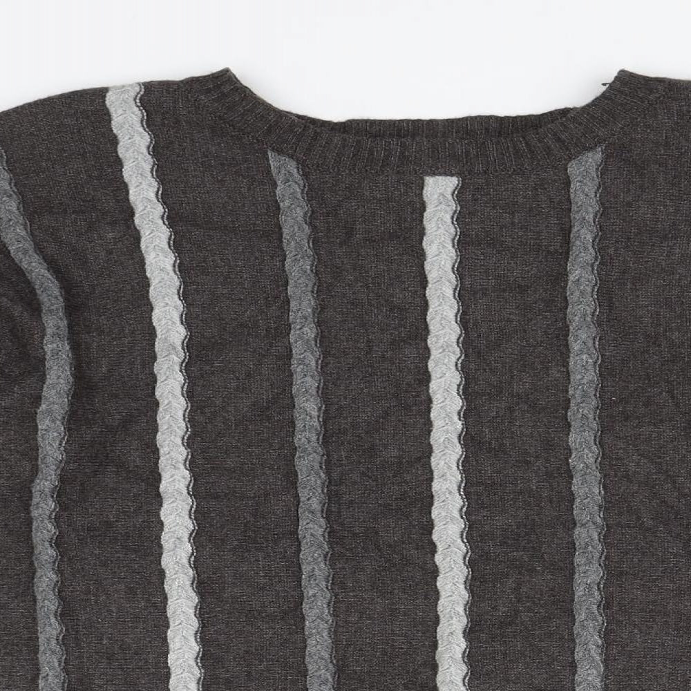 Casami Mens Grey Striped  Pullover Jumper Size M