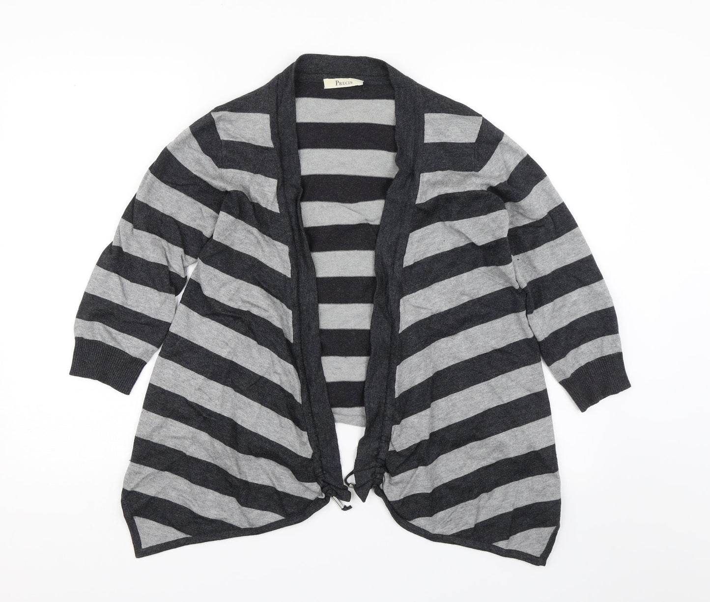 Precis Womens Grey Striped  Cardigan Jumper Size S