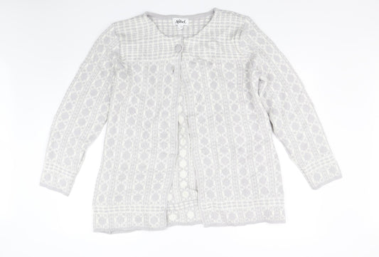 Afibel Womens Grey Geometric  Cardigan Jumper Size 16