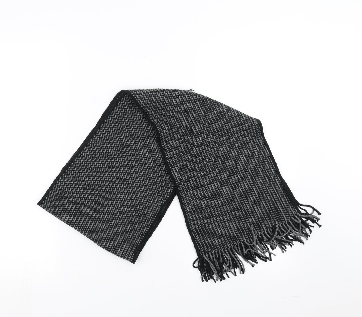 Original Esquire Mens Black Geometric Knit Scarf  One Size