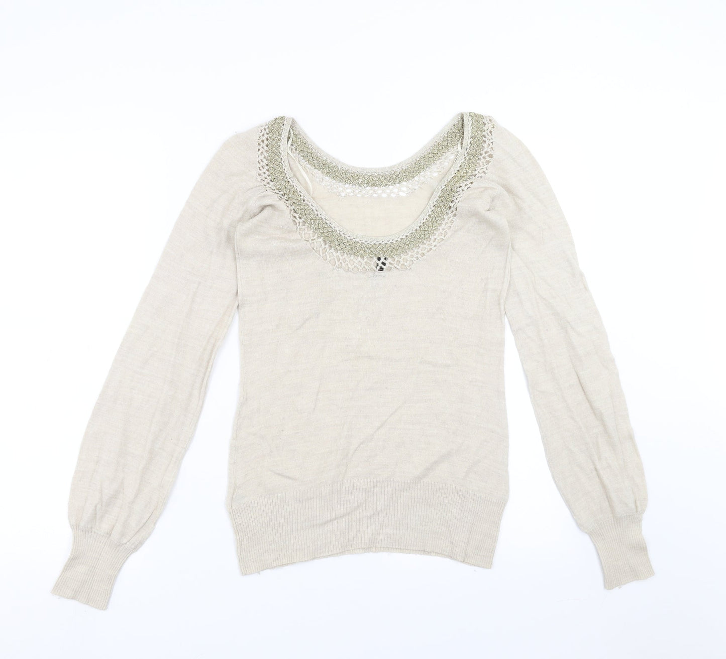 Topshop Womens Beige  Knit Pullover Jumper Size 10