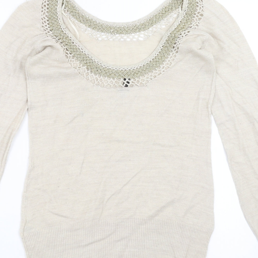 Topshop Womens Beige  Knit Pullover Jumper Size 10