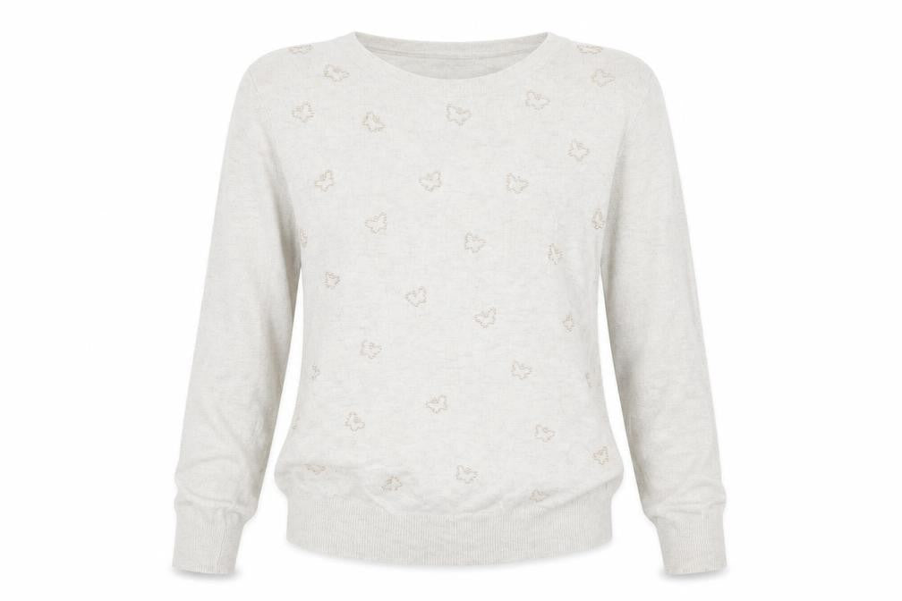 Marks and Spencer Womens Beige  Knit Pullover Jumper Size 14  - butterflies