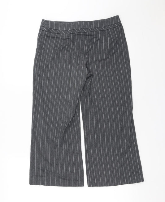 Marks and Spencer Womens Grey Striped  Cropped Trousers Size 6 L21 in