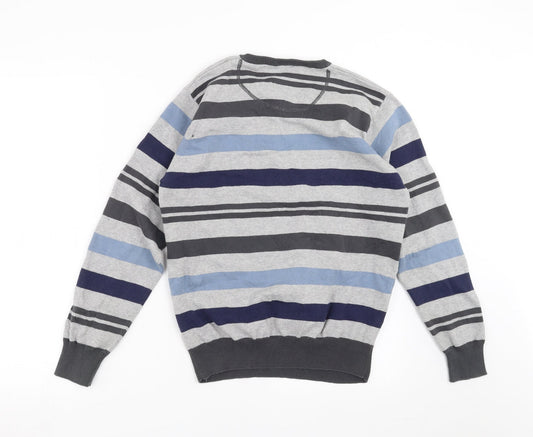 Cedar Wood State Mens Grey Striped  Pullover Jumper Size M