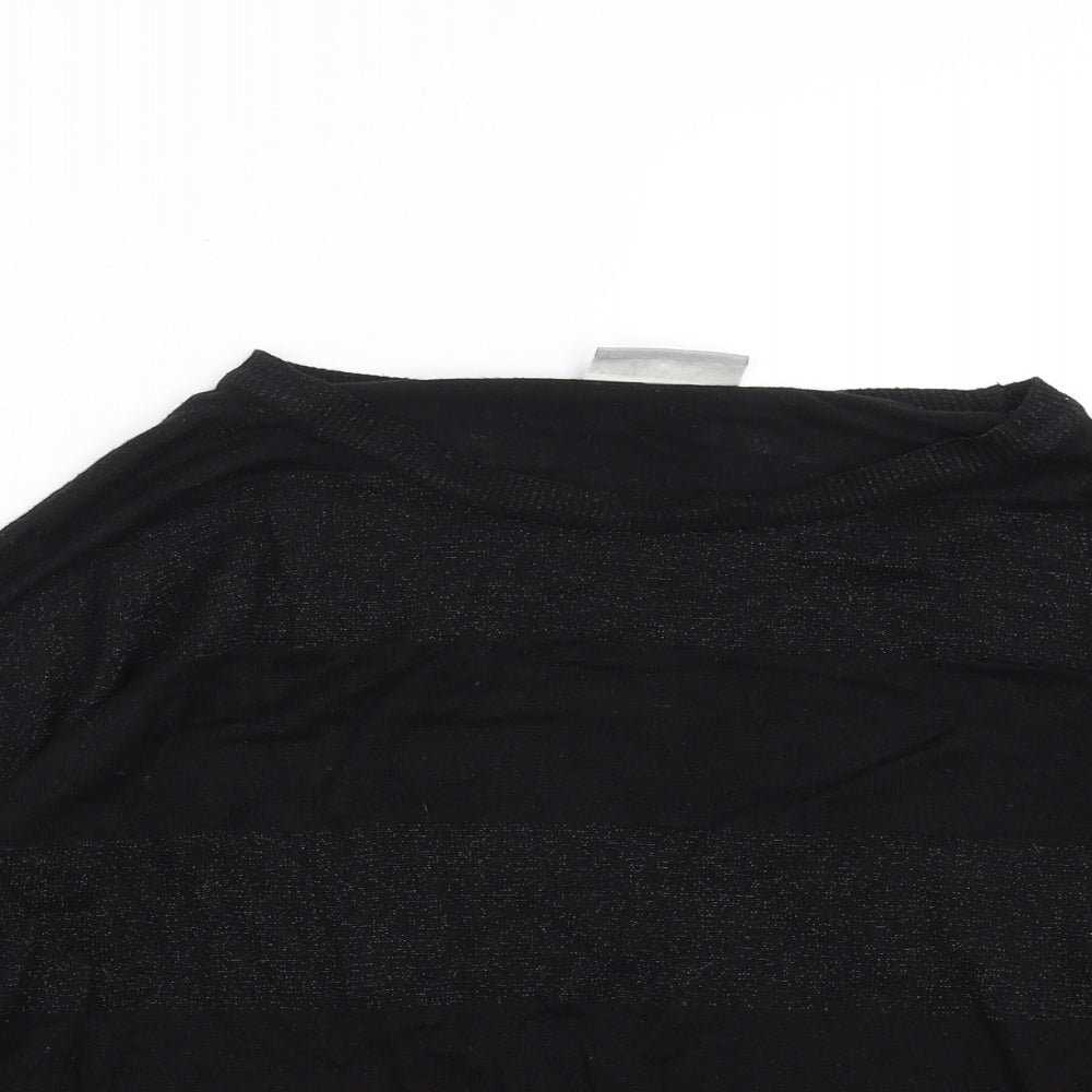 Wallis Womens Black Striped Knit Pullover Jumper Size S