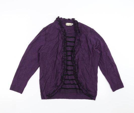 Keeno Womens Purple Striped Knit Pullover Jumper Size XL