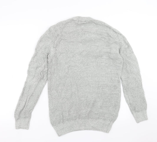 New Look Mens Grey  Knit Pullover Jumper Size XS