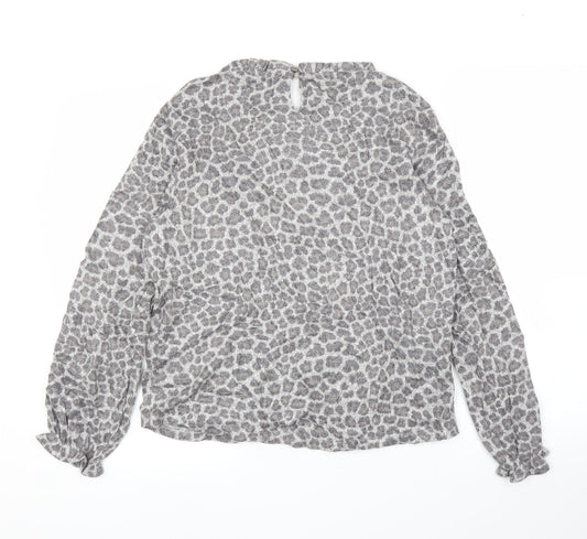 Promod Womens Grey Animal Print  Basic Blouse Size M  - Leopard print