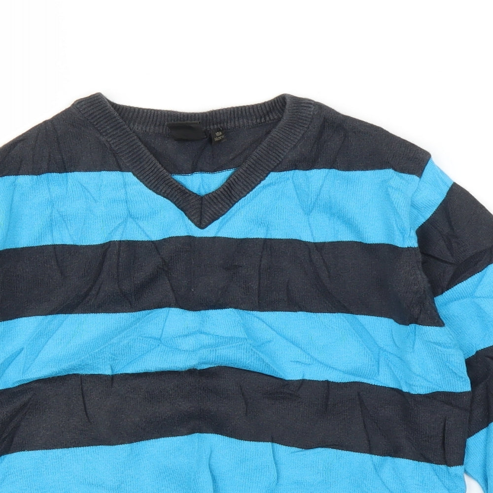 Be Cool Boys Blue Striped  Pullover Jumper Size 10 Years