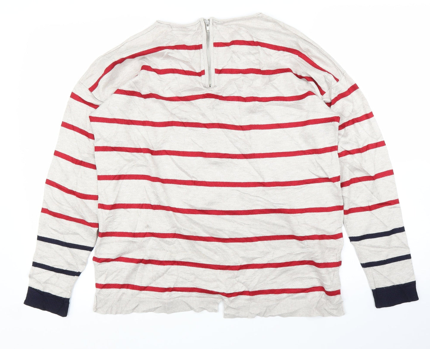 89th & Madison Womens Beige Striped  Pullover Jumper Size M