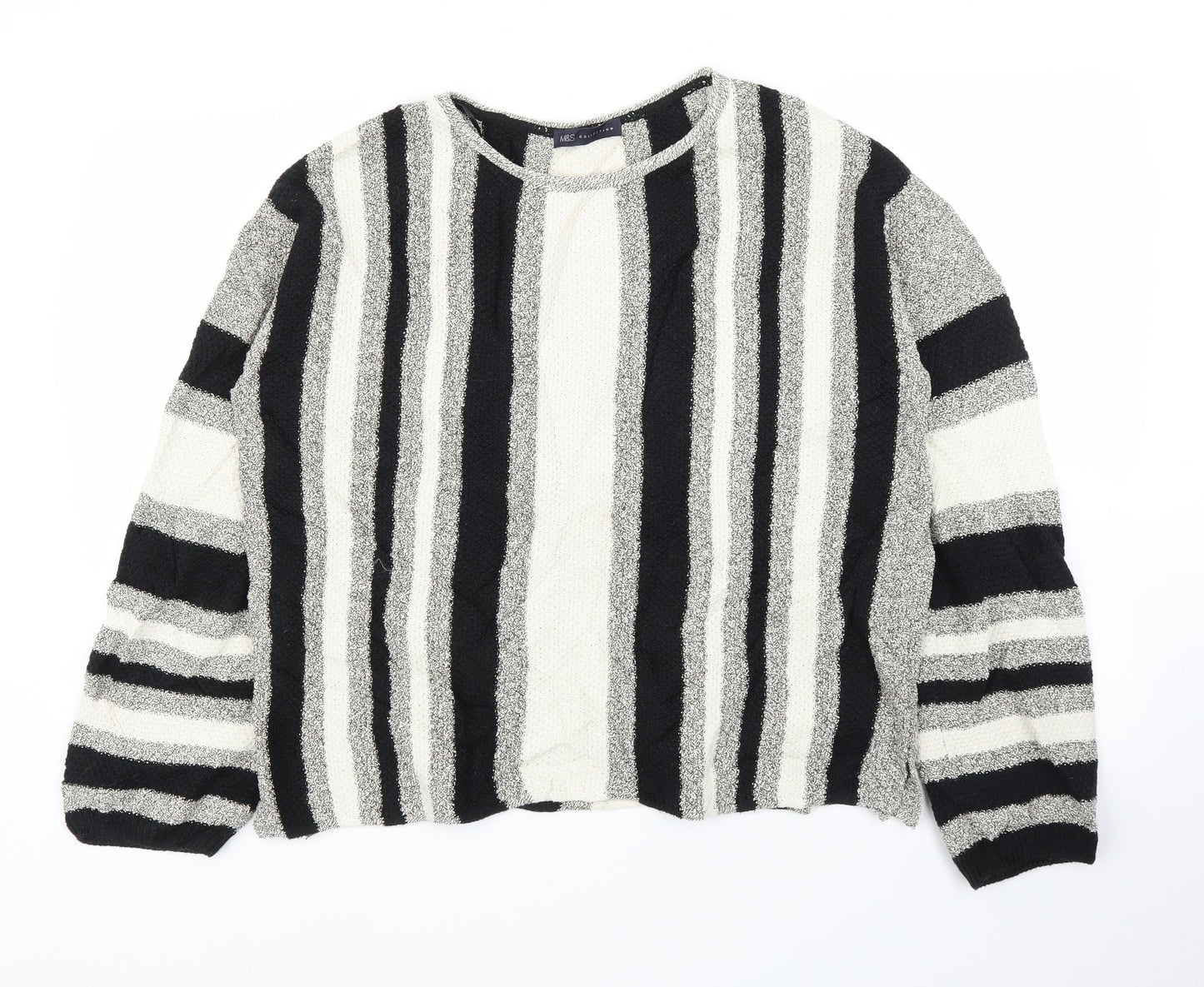 M&S Womens Beige Striped  Pullover Jumper Size L