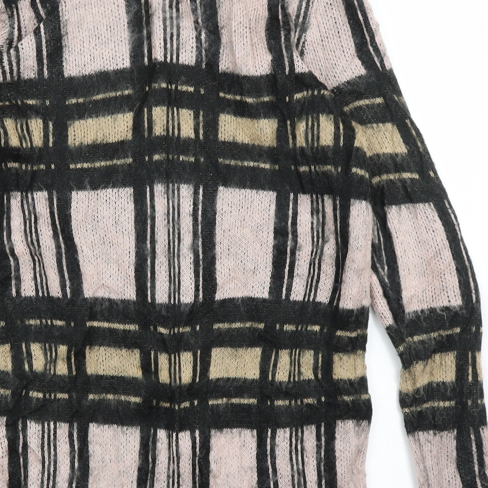Warehouse Womens Pink Plaid  Pullover Jumper Size 8