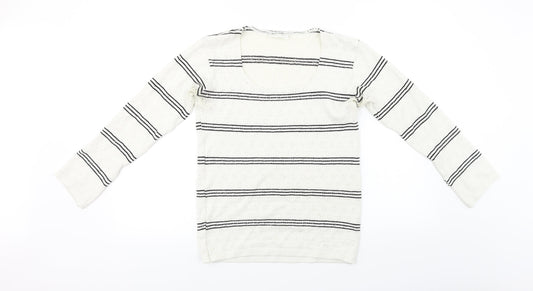 commodity Womens White Striped  Pullover Jumper Size 4