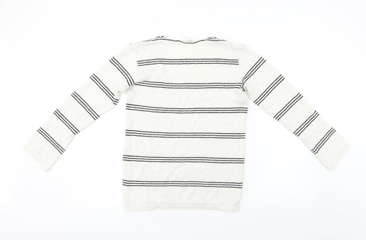 commodity Womens White Striped  Pullover Jumper Size 4