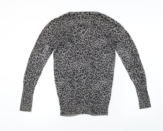 Millenium  Womens Grey Animal Print  Cardigan Jumper Size 10