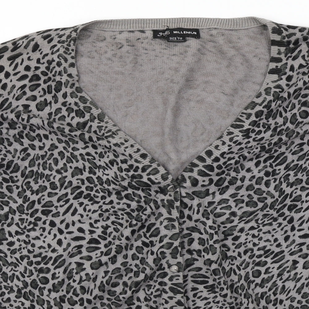 Millenium  Womens Grey Animal Print  Cardigan Jumper Size 10