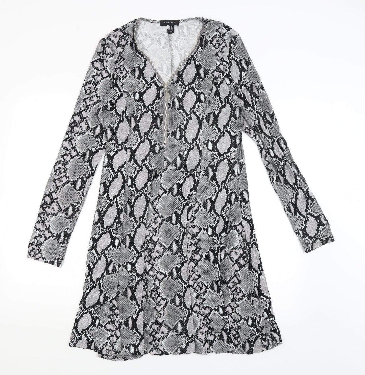 New Look Womens Black Animal Print  T-Shirt Dress  Size 12