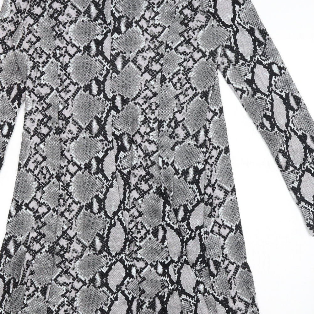 New Look Womens Black Animal Print  T-Shirt Dress  Size 12