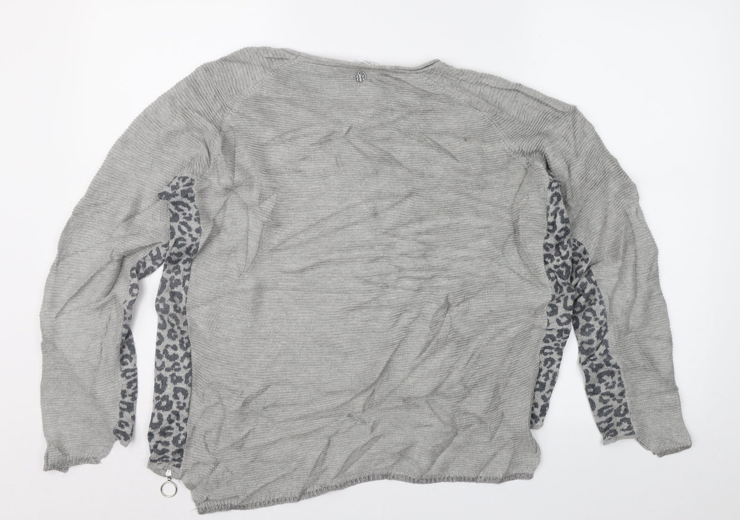 Passioni Womens Grey Animal Print  Pullover Jumper Size M