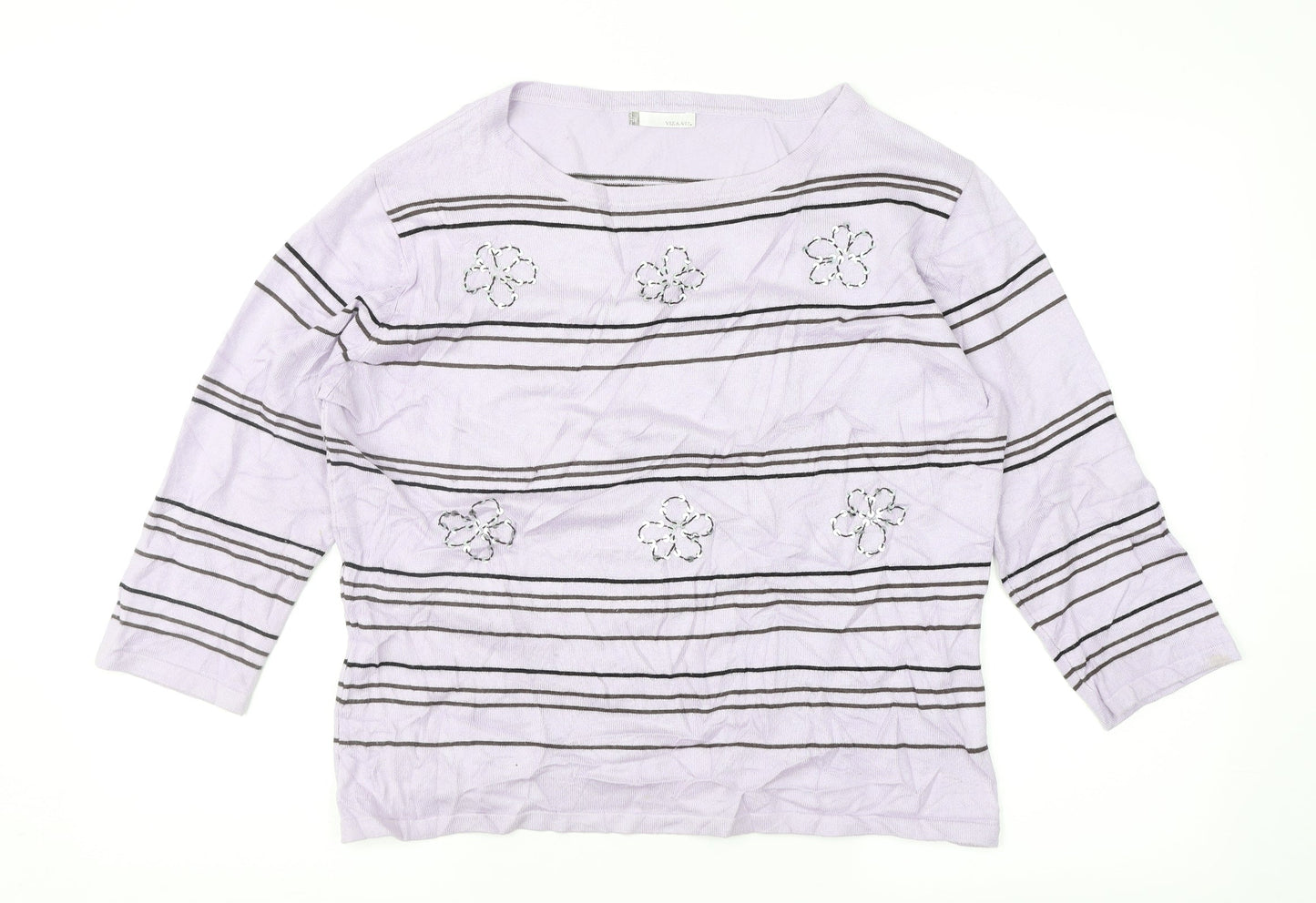 Viz-A-Viz Womens Purple Striped  Pullover Jumper Size 16