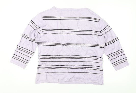 Viz-A-Viz Womens Purple Striped  Pullover Jumper Size 16