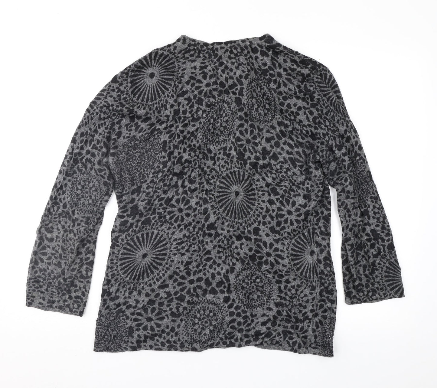 Country Casuals Womens Grey Geometric  Cardigan Jumper Size L