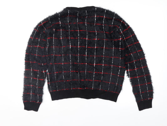 Marks and Spencer Womens Black Check  Pullover Jumper Size 10