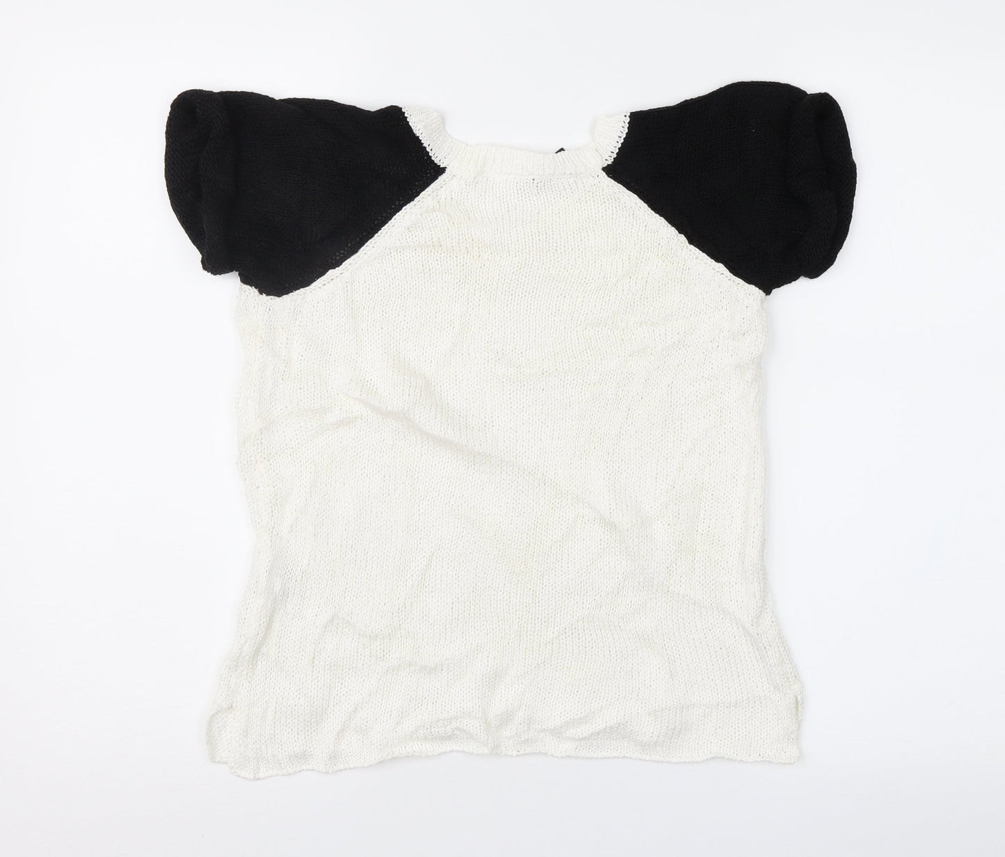 Divided Womens White Geometric  Pullover Jumper Size S