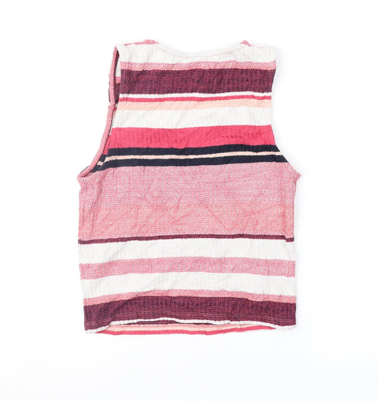 New Look Womens Pink Striped  Cropped Blouse Size 10