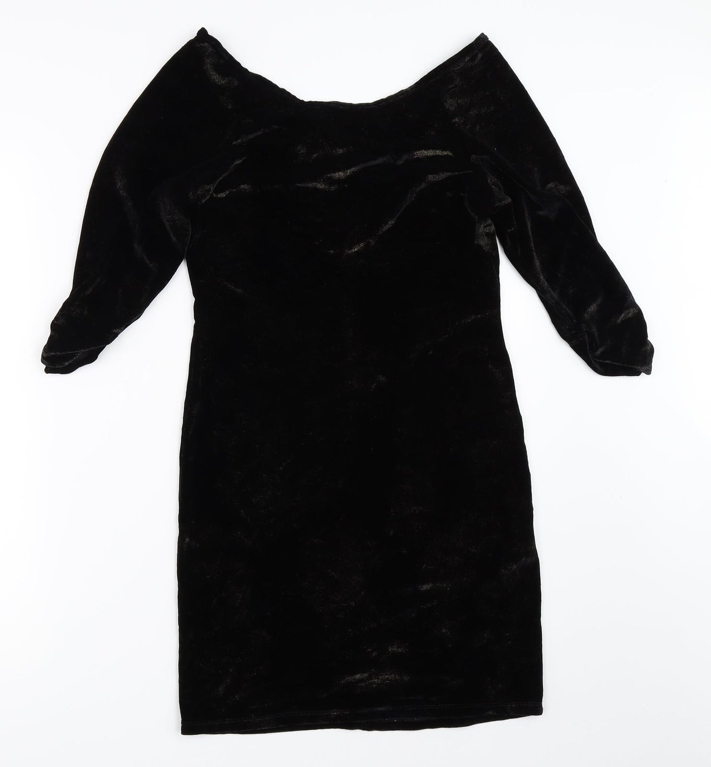 River Island Womens Black  Velour Bodycon  Size 12