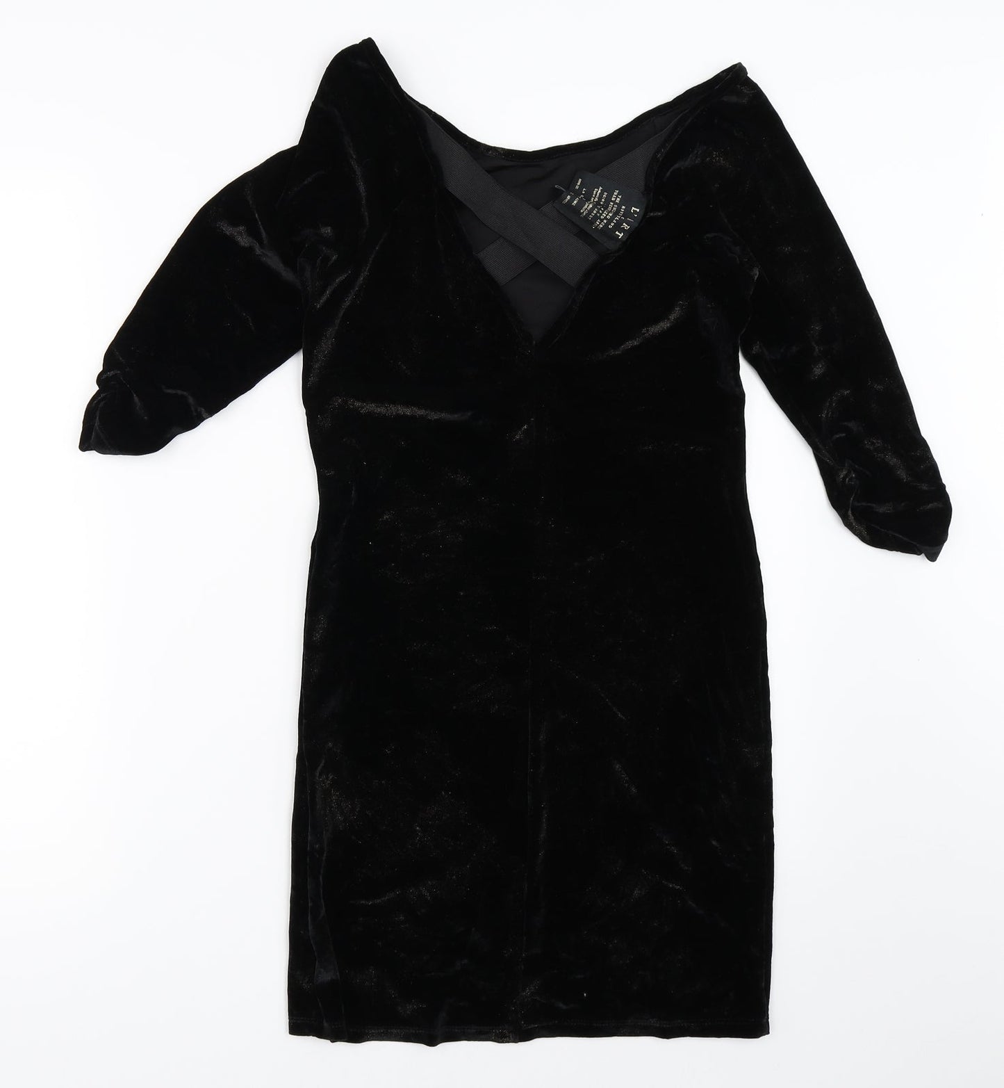 River Island Womens Black  Velour Bodycon  Size 12